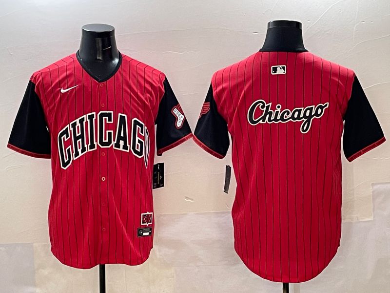Men Chicago White Sox Blank Red Stripe Joint Name 2025 Nike MLB Jersey style 5